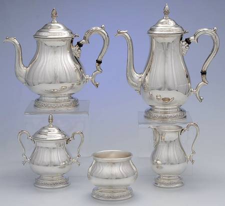 Prelude-Plain (Sterling Hollowware) 5 Piece Tea Set (SCP, STP, SCR, SSU, SWB)