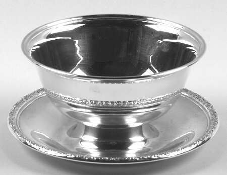 Prelude-Plain (Sterling Hollowware) Sterling Gravy Bowl with Attached Underplate