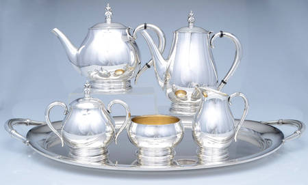 Royal Danish (Sterling, Hollowware) 6 Piece Tea Set (SCP, STP, SCR, SSU, SWB, WTL)