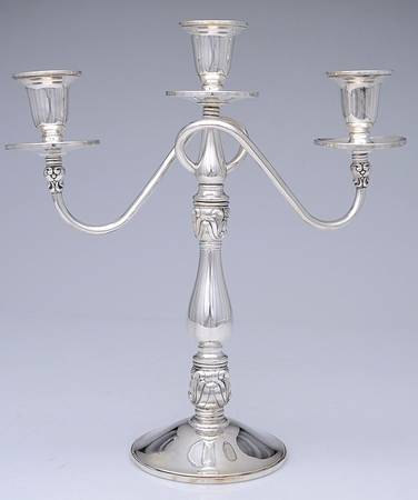 Royal Danish (Sterling, Hollowware) Weighted 3 Light Candelabra