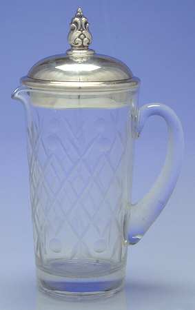 Royal Danish (Sterling, Hollowware) Cocktail Mixer-Glass W/Silver Lid