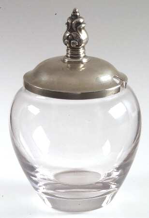 Royal Danish (Sterling, Hollowware) Crystal Marmalade & Sterling Lid