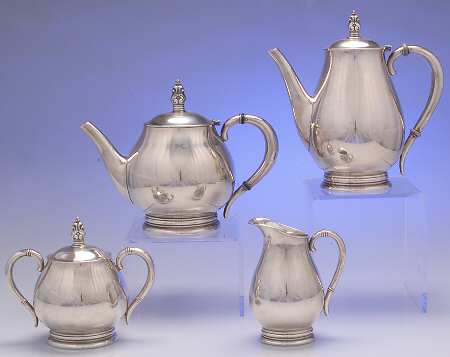 Royal Danish (Sterling, Hollowware) 4 Piece Tea Set (SCP, STP, SCR, SSU)