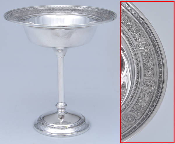Wedgwood (Sterling, Hollowware, Geometric Base) Round Compote (Height X Width)