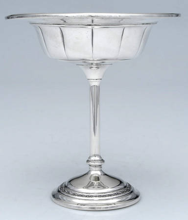 Wedgwood (Sterling, Hollowware, Geometric Base) Round Compote (Height X Width)