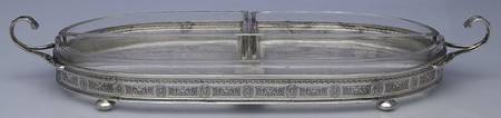 Wedgwood (Sterling, Hollowware, Geometric Base) Sterling Relish with Glass Liner