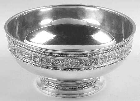 Wedgwood (Sterling, Hollowware, Geometric Base) Footed Sterling Round Vegetable Bowl