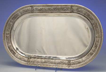 Wedgwood (Sterling, Hollowware, Geometric Base) 19" Oval Serving Platter