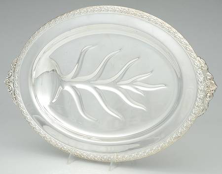 Gaiety (Silverplate, Hollowware) Medium Plated Meat Platter with Well