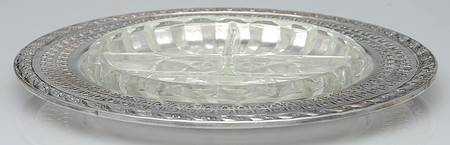 Spring Flower (Silverplate, Hollowware) Relish with Glass Liner