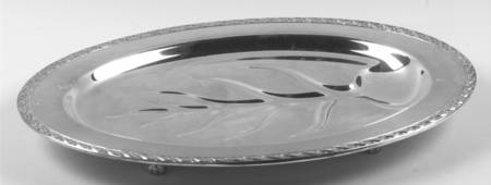 Spring Flower (Silverplate, Hollowware) 16" 4 Toed Meat Platter with Well