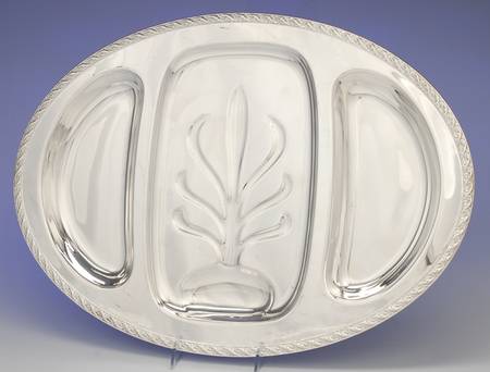 Spring Flower (Silverplate, Hollowware) 21" 3 Part Meat Platter W/Well & Tree