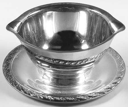 Spring Flower (Silverplate, Hollowware) Plated Gravy Boat with Attached Underplate