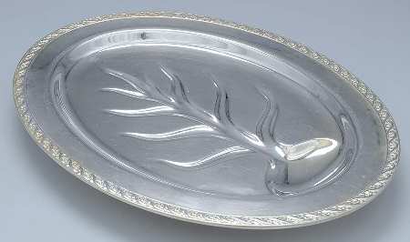 Spring Flower (Silverplate, Hollowware) Small Plated Footed Meat Platter with Well