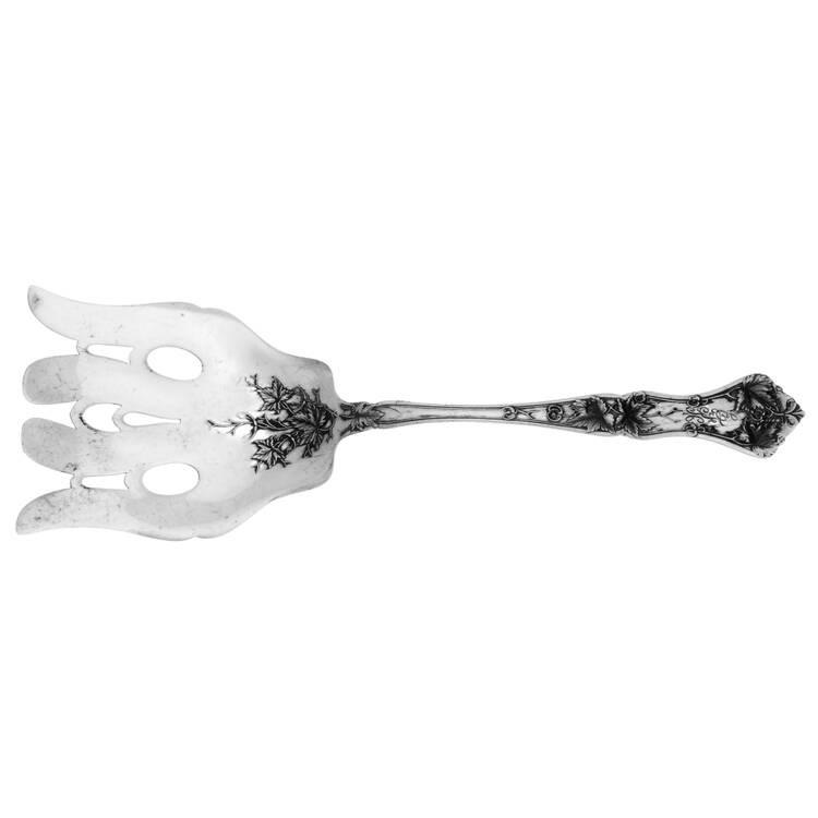 Edgewood (Sterling, 1909, Monograms) Large Solid Asparagus Serving Fork by International Silver