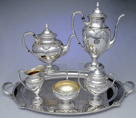 Admiral II (Silverplate, 1940, Hollowware) (6 Pc) Plated Tea Set with Waste Bowl & Tray