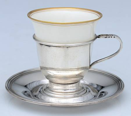 Spring Glory (Sterling, 1942, Hollow, C360) Demitasse Cup and Saucer with Lenox Liner by International Silver