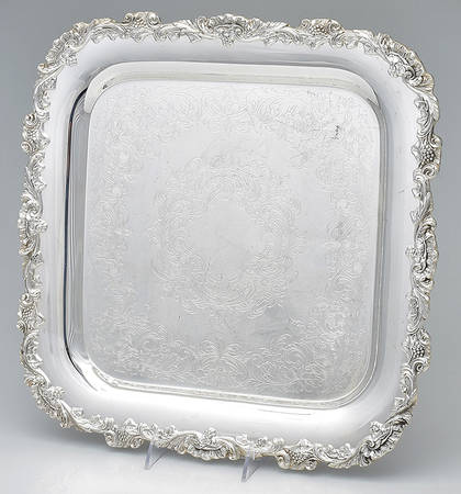 English Scroll (Silverplate, Hollowware) 16" Square Tray