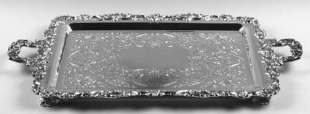 English Scroll (Silverplate, Hollowware) Large Footed Waiter Tray