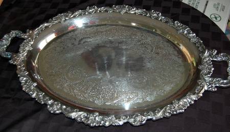 English Scroll (Silverplate, Hollowware) Large Silverplate Waiter Tray
