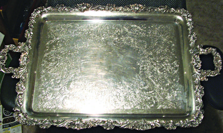 English Scroll (Silverplate, Hollowware) Large Silverplate Waiter Tray