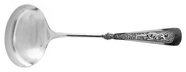 Arcadian (Silverplate, 1884, Monograms) Solid Gravy Ladle by International Silver