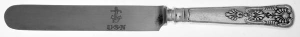 Naval (Silverplate, Kings Design) Blunt Hollow Handle Knife W/Bolster