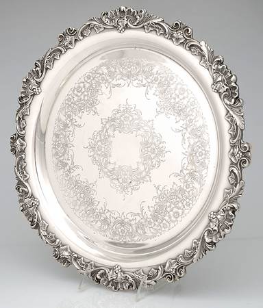 English Scroll (Silverplate, Hollowware) 16" Round Tray
