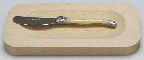 Laguiole-Ivory (Stainless) Open Wood Butter Dish W/Butter Spreader Hollow Hdl