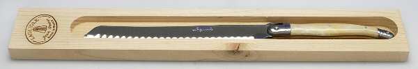 Laguiole-Ivory (Stainless) Bread Knife with Wood Tray