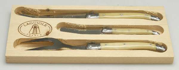 Laguiole-Ivory (Stainless) 3pc Cheese Set with Wood Tray (CHEP,CHSPT,CHEF)