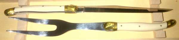 Laguiole-Antique White (Stainless 2 Piece Large Carving Set,Stainless Blade w/Box