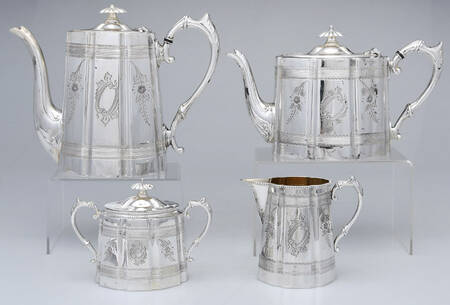 8574 (Silverplate, Hollowware) (4 Piece) Silverplate Tea Set