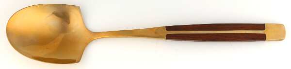 JCZ1 (Brass, Teak) Large Solid Serving Spoon