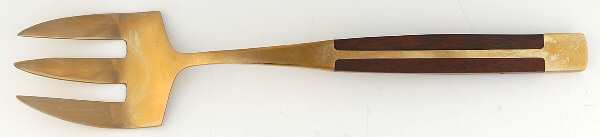 JCZ1 (Brass, Teak) Large Solid Serving Fork