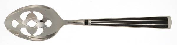 Cloisonne Embassy (Stainless-Black-No Gold) Pierced Tablespoon (Serving Spoon)