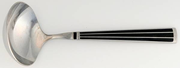 Cloisonne Embassy (Stainless-Black-No Gold) Solid Gravy Ladle