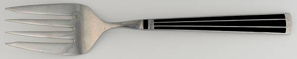 Cloisonne Embassy (Stainless-Black-No Gold) Medium Solid Cold Meat Serving Fork