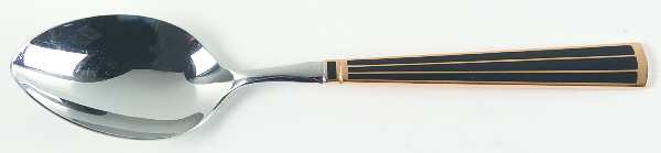 Cloisonne Embassy (Stainless, Black, Gold Accent) Place/Oval Soup Spoon