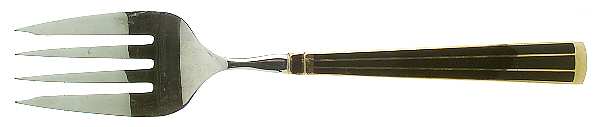 Cloisonne Embassy (Stainless, Black, Gold Accent) Medium Solid Cold Meat Serving Fork