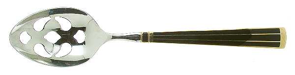 Cloisonne Embassy (Stainless, Black, Gold Accent) Pierced Tablespoon (Serving Spoon)