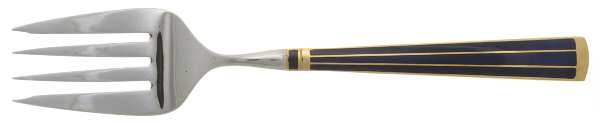 Cloisonne Embassy (Stainless-Cobalt-Gold) Medium Solid Cold Meat Serving Fork