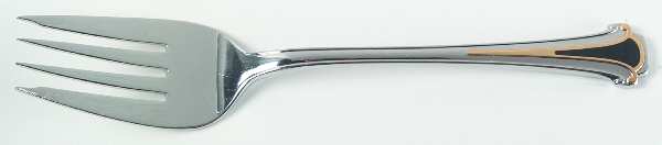 Cloisonne Royale (Stainless-Black-Gold) Medium Solid Cold Meat Serving Fork