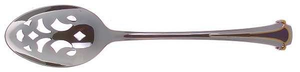 Cloisonne Royale (Stainless-Cobalt-Gold) Pierced Tablespoon (Serving Spoon)