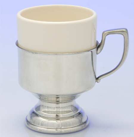 Pewter Hollowware Coffee Cup with Ceramic Liner