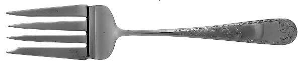 Plymouth-Engraved (Silverplate, 1980) Medium Solid Cold Meat Serving Fork