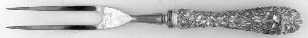 Princess-Hand Chased (Sterling, 1915) Small Steak Carving Fork with Stainless Prongs