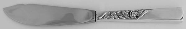 Rose Motif (Sterling, 1954, No Monograms) Hollow Handle Master Butter Knife