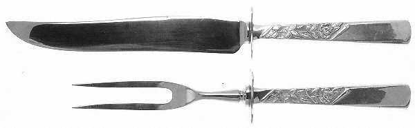 Rose Motif (Sterling, 1954, No Monograms) Small Steak 2-Piece Carving Set w/Stainless Blade