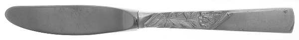 Rose Motif (Sterling, 1954, No Monograms) Modern Hollow Butter Spreader (Stainless)